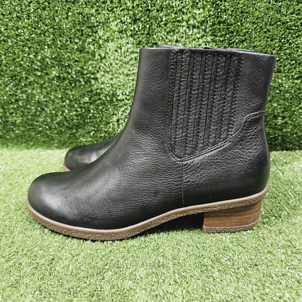 Dansko Daisie Black Leather Zip Pull On Ankle Boots Waterproof Womens 39 US 9 - Picture 3 of 8